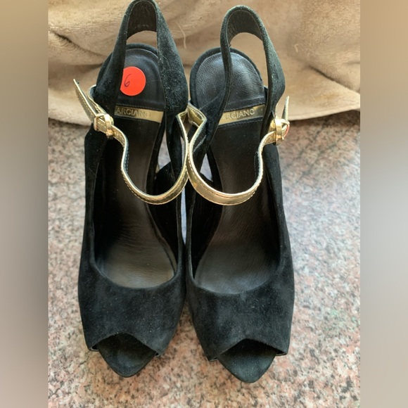 Marciano black suede open toe heels size 6 - Picture 2 of 14